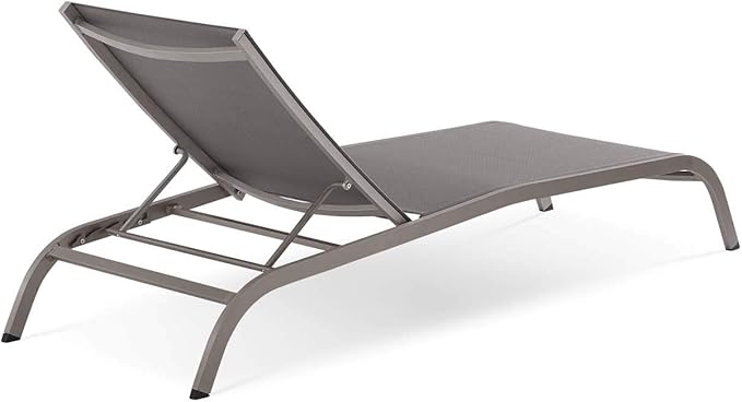 Modway Savannah Outdoor Patio Mesh Chaise Lounge Chair in Gray