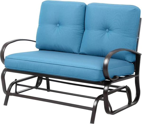 Shintenchi Metal Outdoor Patio Swing Glider Bench, Loveseat Rocking Chair - Photo 1
