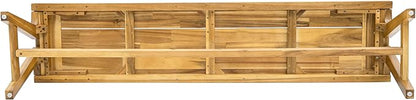 Goujxcy 2-Pack Outdoor Bench Patio Garden Bench, 63'' Outside Chair with Slatted Seat, Wood Frame, Dining Bench Chair for Yard, Park, Balcony