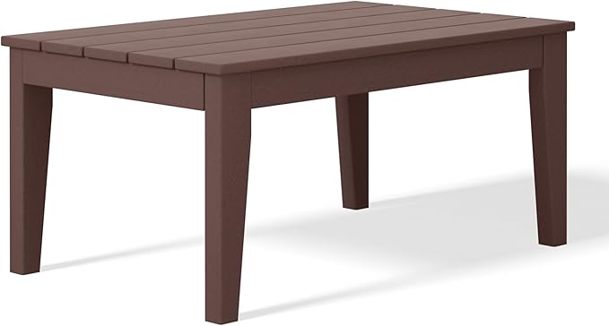 WestinTrends Malibu Low Outdoor HDPE Patio Rectangle Coffee Table, Dark Brown