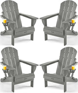 Ciokea Folding Adirondack Chair Wood Texture 4 Pack, Patio Adirondack Chair Weather Resistant - Photo 1