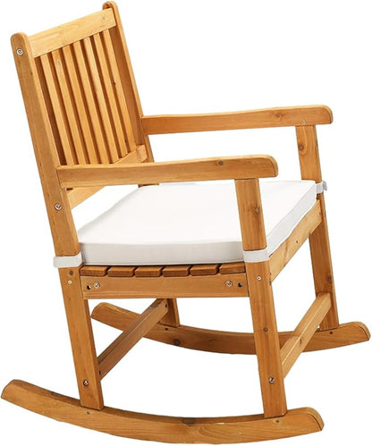 VINGLI Oversized Rocking Chair, Wooden Rocking Chair with High Back, Outside Porch Rocking Chair for Patio, Yard, Garden, 550 LBS, Teak (Teak, 1 PC)