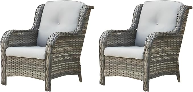 HUMMUH 4 Piece Patio Conversation Furniture Set PE Wicker Rattan Outdoor Loveseat Sofa,Patio Chairs,Coffee Table for Garden,Poolside,Backyard,Deck