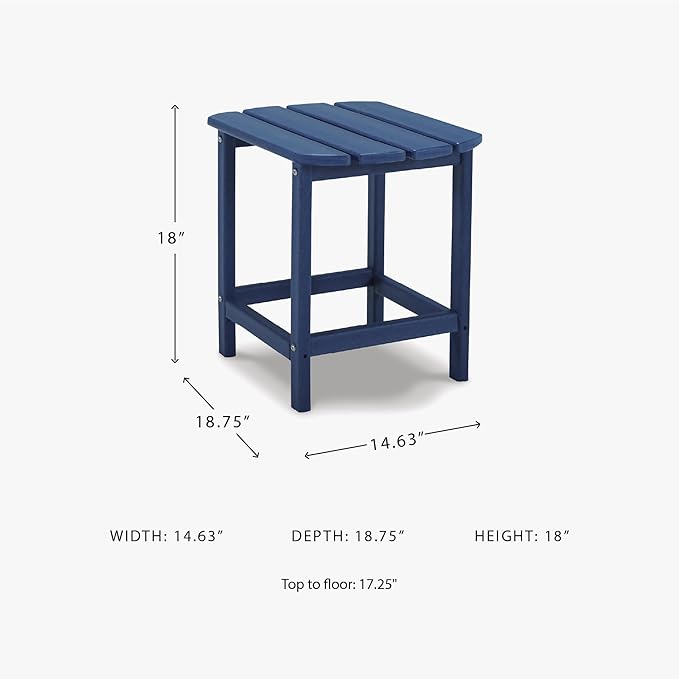 Signature Design by Ashley Outdoor Sundown Treasure HDPE End Table, Blue