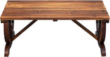 Outvita Wooden Garden Bench, Outdoor Rustic Wagon Wheel Bench with Carbonized Finish & Fir Construction for Garden - Photo 4