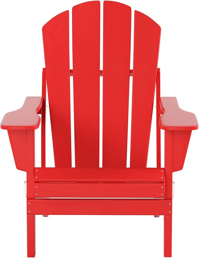 WO Home Furniture Adirondack Chairs Table Set of 3 PCS Outdoor Folding Chairs Coffee Table Weather/UV Resistant for Lawn - Photo 3