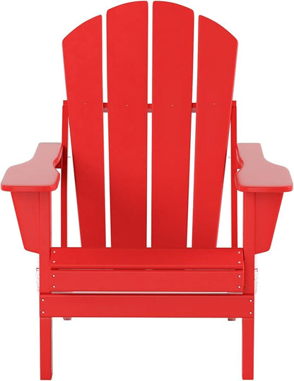 WO WESTIN OUTDOOR HDPE Laguna Outdoor Poly Adirondack Chair with Side Table, Red
