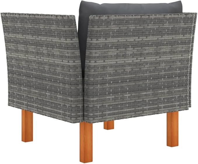 Outdoor Sofa Grey, 25.4 x 28.5 x 26.4 in PE Rattan Patio Couch with Removable Cushions, Modern Sectional Seating for Small Balcony Garden Deck