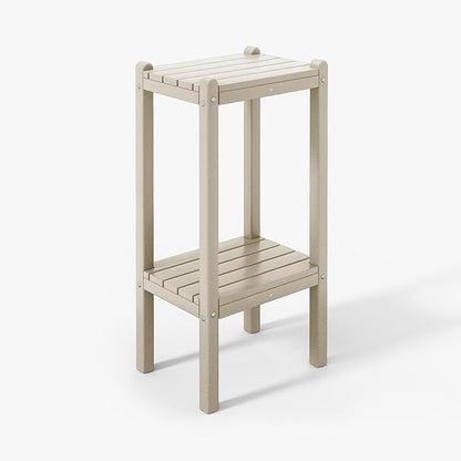 WestinTrends Malibu 36" Outdoor Adirondack HDPE 2-Tier Patio Side Table, Sand