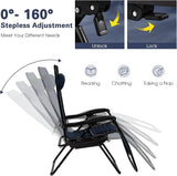 Goplus Zero Gravity Lounge Chairs, 160°Adjustable Folding Recliner w/Pillow and Cup Holder - Photo 4