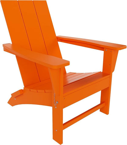Costaelm Folding Adirondack Chairs, Outdoor Patio Adjustable Lawn Chairs, Weather Resistant Outside Firepit Chairs for Porch, Poolside, Garden, Backyard Deck, Orange