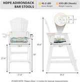 Sundale Outdoor Adirondack Bar Stool, Patio HDPE Bar Chair with Backrest - Photo 5