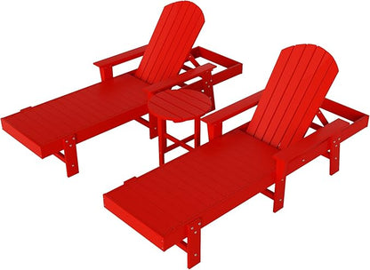 WestinTrends Dylan 3 Piece Adirondack Reclining Chaise Lounge with Arms Red