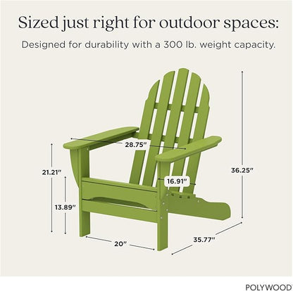 POLYWOOD AD4030LI Classic Outdoor Adirondack Chair, Lime
