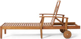 Christopher Knight Home Perla Outdoor Acacia Wood Adjustable Chaise Lounge (Set of 4) - Photo 6