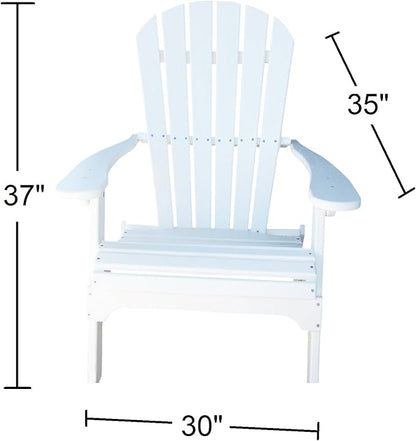 Phat Tommy Foldable Adirondack Chair - Poly Adirondack Chair Folding - HDPE, Heavy Duty, Recycled Plastic - All Weather Outdoor Furniture for Your Deck, Front Porch, or Patio, White