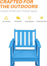 7 Pieces HDPE Outdoor Dining Set, Patio Dining Set with Umbrella Hole, All Weather Outdoor Dining Table Sets for 6 - Photo 5