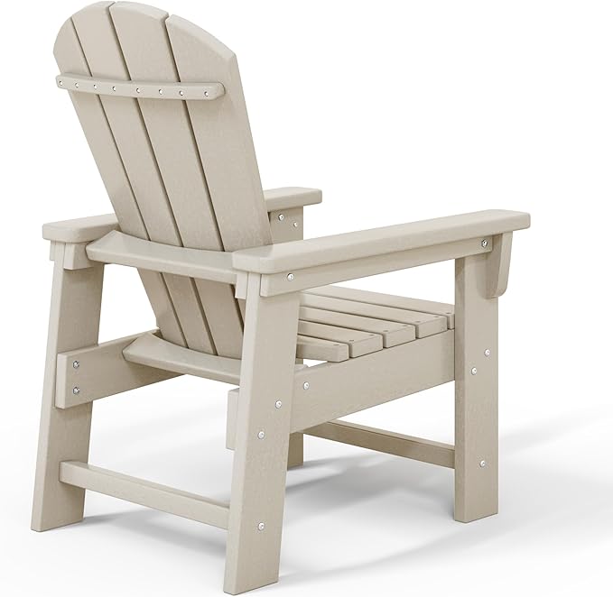 WestinTrends Malibu Kids Outdoor HDPE Adirondack Plastic Patio Chair, Sand