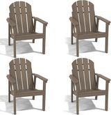 Adirondack Chair Set of 4, All Weather HDPE Fire Pit Chairs, Oversized Plastic Adirondack Chair for Outdoor, Balcony - Photo 1
