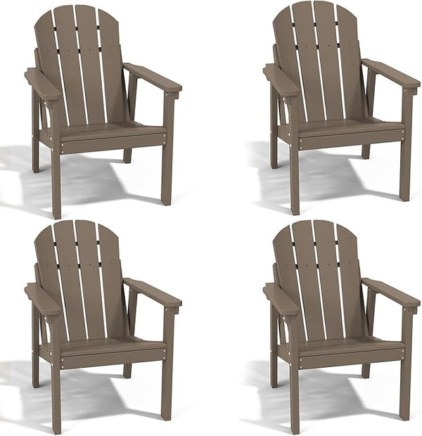 Adirondack Chair Set of 4, All Weather HDPE Fire Pit Chairs, Oversized Plastic Adirondack Chair for Outdoor, Balcony - Photo 1