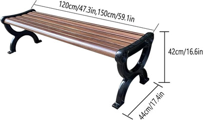 Outdoor Metal Garden Bench, Backless Loveseat Chair, Weatherproof Patio Furniture for Indoor & Outdoor Use, 47.3in Brown Garden Seating