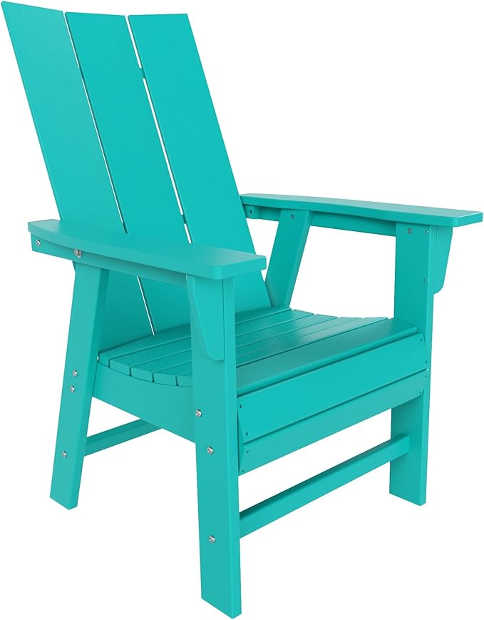 WO WESTIN OUTDOOR HDPE Shoreside Modern Curveback Adirondack Dining Chair,Turquoise