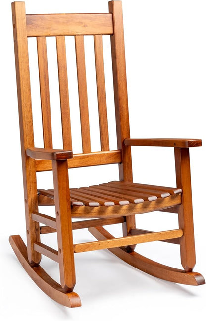 Outvita Wood Children's Rocking Chair, Perfect for Indoor or Outdoor All-Weather Wooden Porch Rocker for Garden, Yard, and Balcony, Patio Rocking Chair Suitable for Kids Ages 6-10(Natural)