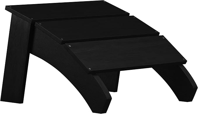 Flash Furniture Sawyer Indoor/Outdoor Commercial Grade Adirondack Ottoman - Black All-Weather Adirondack Style Footrest