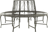Silver Grey Steel 63-Inch Diameter Round Outdoor Tree Bench, Weather-Resistant Patio Seating for Garden - Photo 1