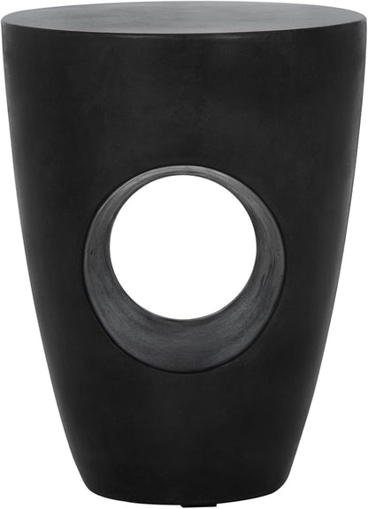 Safavieh Outdoor Aishi Black Modern Concrete Round Accent Table