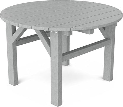Wildridge Classic 33" Occasional Table, Light Gray - Outdoor Weather Resistant Recycled Plastic Furniture for Patio