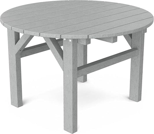 Wildridge Classic 33" Occasional Table, Light Gray - Outdoor Weather Resistant Recycled Plastic Furniture for Patio