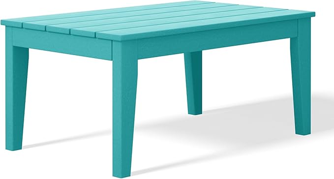 WestinTrends Malibu Low Outdoor HDPE Patio Rectangle Coffee Table, Turquoise