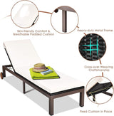 DORTALA Outdoor Pool Chaise Lounge Chair, Metal Rattan Lounger Recliner Chair W/Wheels - Photo 7