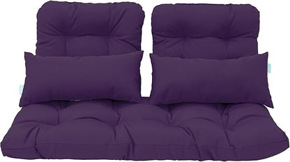 QILLOWAY Outdoor Patio Wicker Seat Cushions Group Loveseat/Two U-Shape/Two Lumbar Pillows for Patio Furniture,Wicker Loveseat,Bench,Porch,Settee of 5 (Purple)
