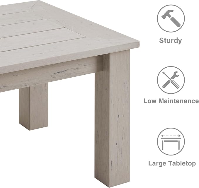 Psilvam Outdoor Coffee Table, 47.2" Poly Lumber Modern Rectangle Large coffee table - Photo 5