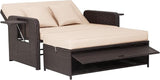 COSTWAY Patio Rattan Daybed with Cushions, Outdoor Wicker Loveseat Sofa with Storage Ottoman - Photo 1