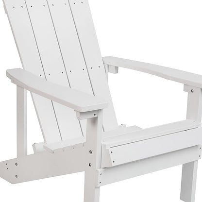 Flash Furniture Charlestown Poly Resin Adirondack Chair - White - All Weather - Indoor/Outdoor - Set of 4