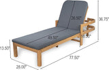 Christopher Knight Home Kayas Acacia Wood Chaise Lounge with Adjustable Backrest, 77.5" Outdoor Sun Lounger with Cushion - Photo 2
