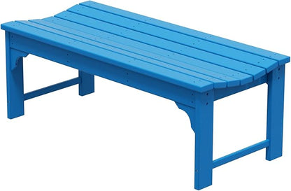WO Home Furniture Outdoor 46" Backless HDPE Adirondack Bench, Poly Lumber Seat for Patio, Backyard, Balcony, All Weather Resistant with UV Protection, Pacific Blue