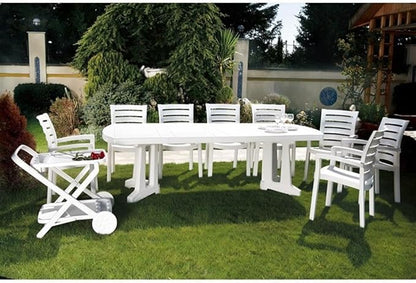 Compamia Marina Resin Patio Dining Arm Chair in White (Set of 2)