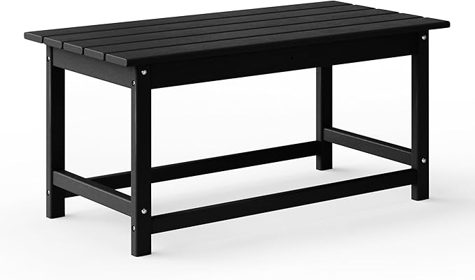 WestinTrends Malibu Outdoor Coffee Table, 35" x 17.5" All Weather Poly Lumber Patio Adirondack Coffee Table for Garden Lawn Porch Balcony, Black