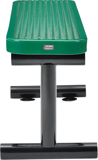 Global Industrial 4'L Heavy Duty Expanded Metal Mesh Flat Bench with Steel Frame, Portable Outdoor Bench, 1000 lbs Capacity, Green, 48" L x 14-1/2"W x 18" H