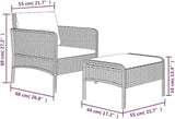 2-Piece Patio Lounge Set with Cushions Brown Poly Rattan Outdoor Furniture Set for Garden Balcony Porch - Photo 8