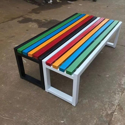 Outdoor Garden Benches,Outside Patio Bench Park Bench with Slatted Seat,2-3 Person Seat Outdoor Backless Benches, Metal Frame,880 lbs Capacity(47.2 inch, Natural)