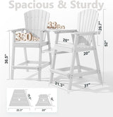 PASAMIC Tall Adirondack Chairs Set of 2, All-Weather HDPE Bar Height Patio Chairs with Double Tray - Photo 2