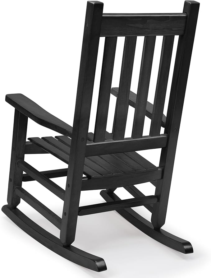 Child's Wood Porch Rocden,Lawn,Bker - Perfect for Indoor or Outdoor All Weather Rocker for Garalcony,Backyard and Patio Porch Rocker Use - Suitable for 6-10 Years Old(Blcak)