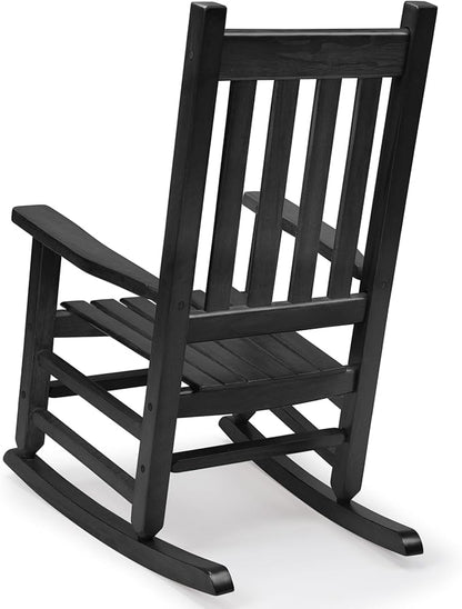 Child's Wood Porch Rocden,Lawn,Bker - Perfect for Indoor or Outdoor All Weather Rocker for Garalcony,Backyard and Patio Porch Rocker Use - Suitable for 6-10 Years Old(Blcak)