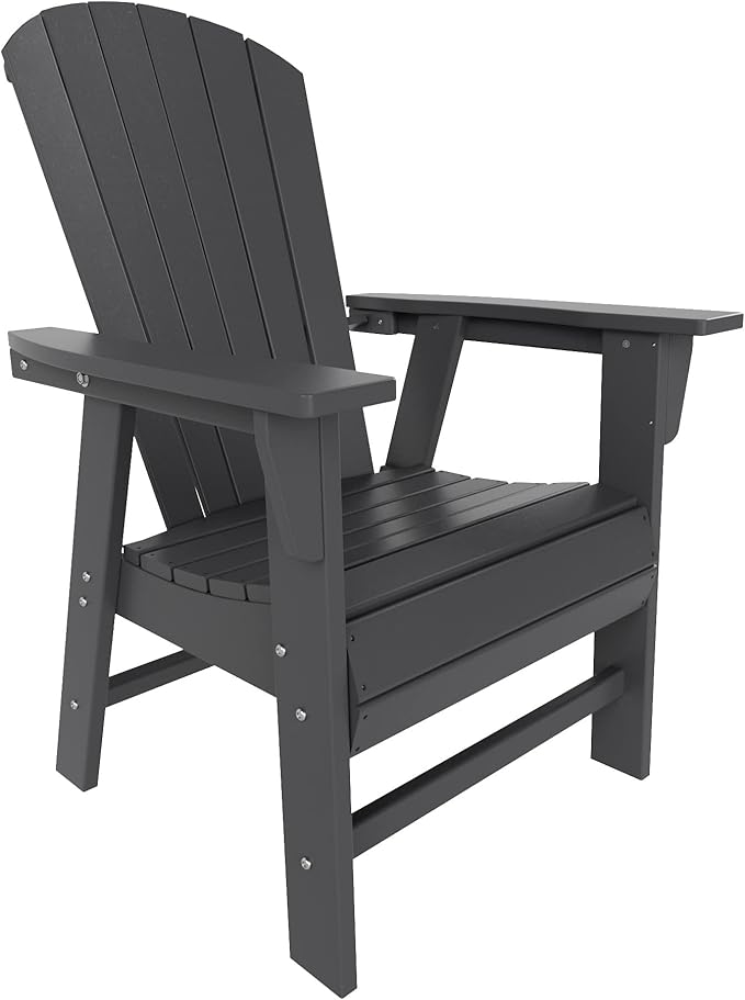 WestinTrends Dylan Outdoor Patio Shell-Back Adirondack Dining Chair Weather Resistant Gray