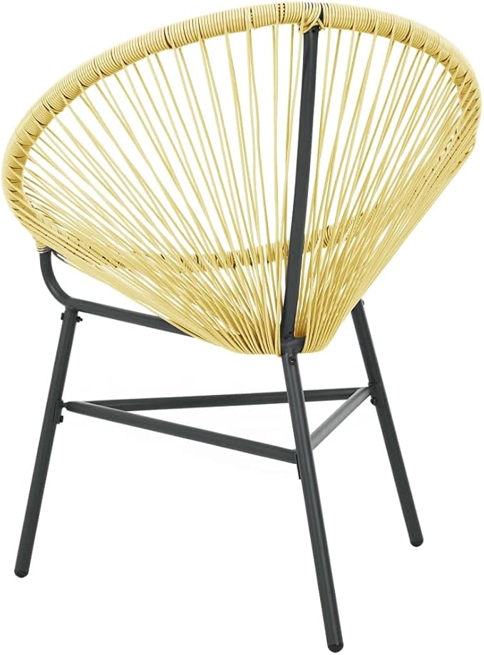 vidaXL Acapulco Chair Beige Poly Rattan, Powder-Coated Steel Standard